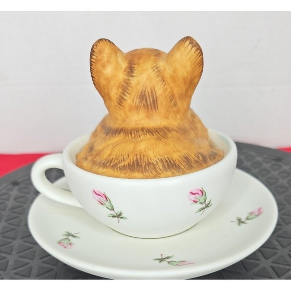 Vintage Mann Rotating Music Box Kitten in a Teacup 1986  Plays Cats Theme Works! - Picture 4 of 10